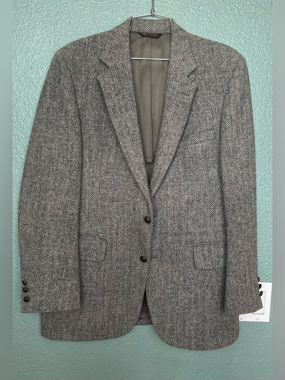 PBM HARRIS Tweed Herringbone Blazer HANDWOVEN Wool Sport